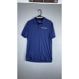 Solfire Polo Shirt Mens Medium Blue Solid Peloton Logo Athletic Short Sleeve